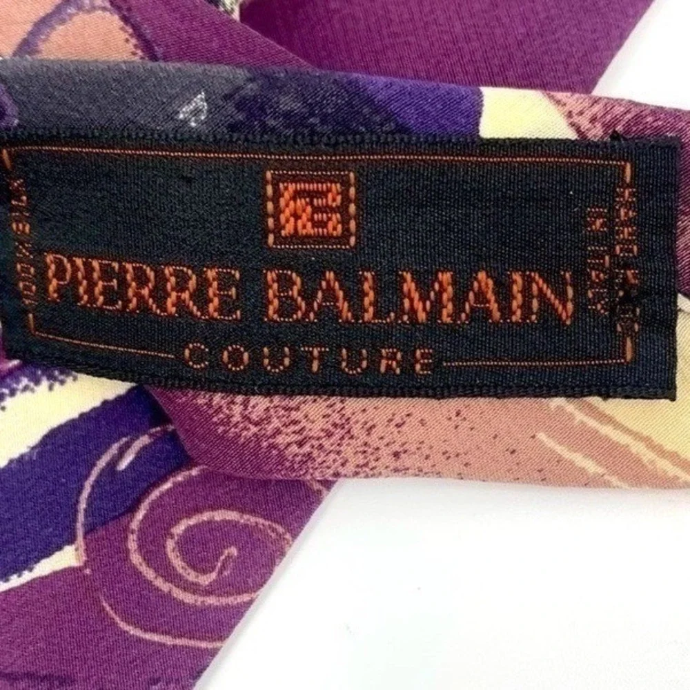 Pierre Balmain Couture Mens Silk Tie Purple Abstract Brushstroke Made in Italy‎